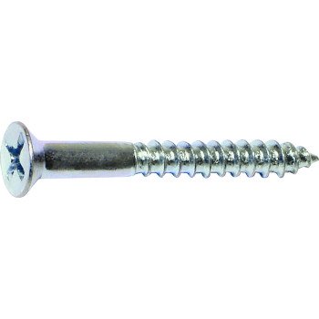 Midwest Fastener 02603 Screw, #14 Thread, 1-1/2 in L, Coarse Thread, Flat Head, Phillips Drive, Sharp Point, Steel, Zinc