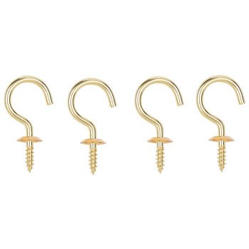 ProSource LR-385-PS Cup Hook, 15/32 in Opening, 3.5 mm Thread, 1-1/2 in L, Brass, Brass