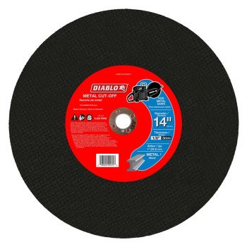 Diablo DBD140125A01F Cut-Off Disc, 14 in Dia, 1/8 in Thick, 1 in Arbor, Aluminum Oxide Abrasive