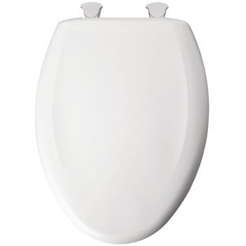 Mayfair Affinity Series 187SLOW-000 Closed-Front Toilet Seat, Elongated, Plastic, White, Easy Clean, Whisper Close Hinge