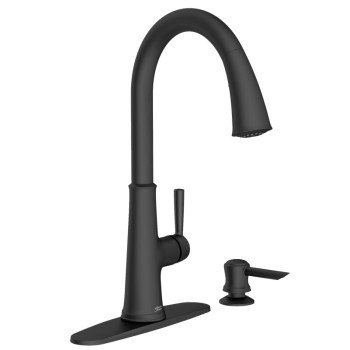 American Standard Maven Series 9319300.243 Pull-Down Kitchen Faucet with Soap Dispenser, 8-5/8 in, Matte Black, 1.8 gpm