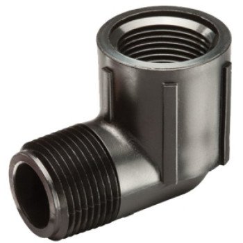 Rain Bird SWGS075S Pipe Elbow, 3/4 in Connection, MNPT x FNPT, Plastic/Polyethylene, Black