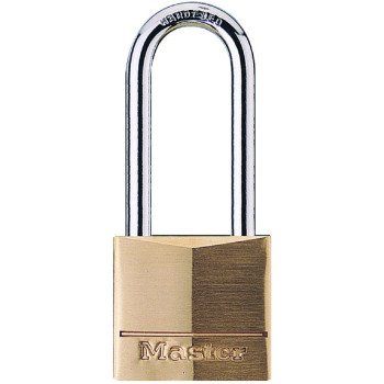 Master Lock 140DLH Padlock, Keyed Different Key, 1/4 in Dia Shackle, Steel Shackle, Solid Brass Body, 1-9/16 in W Body