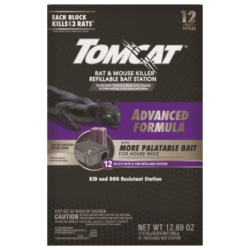 Tomcat 0372705 Rat and Mouse Killer Refillable Bait Station, 3 Rats Bait, Purple/Violet