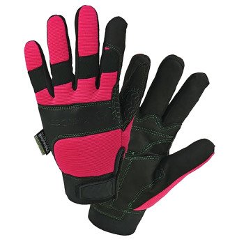 John Deere JD90015/WML All-Purpose Winter Gloves, Women's, L, Hook and Loop Cuff, Foam/Spandex, Black/Pink