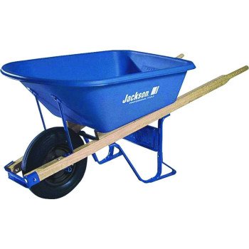 Jackson MP57514 Contractor Wheelbarrow, 5-3/4 cu-ft Volume, Poly, 1-Wheel