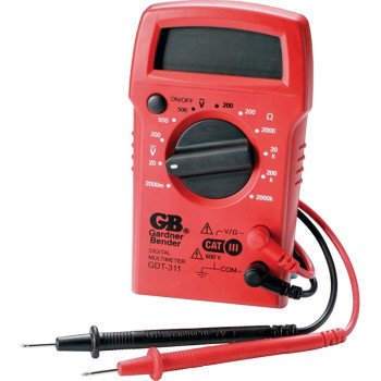 Gardner Bender GDT-311 Multimeter, 500 VAC, 600 VDC, 2 MOhm, Digital, LCD Display, Functions: AC Voltage, DC Voltage, Resistance