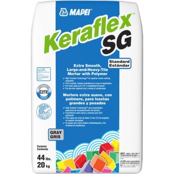 Mapei Keraflex SG Series 1196120 Large and Heavy Tile Mortar with Polymer, Gray, Solid, 44 lb, Bag