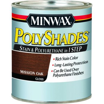 Minwax 214854444 Waterbased Polyurethane Stain, Gloss, Liquid, Mission Oak, 0.5 pt, Can