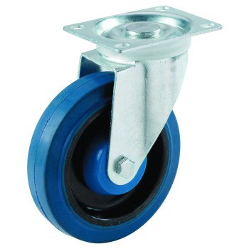 Shepherd Hardware 9260 Swivel Caster, 4 in Dia Wheel, 1 in W Wheel, Rubber Wheel, Blue, 265 lb