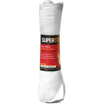 Trimaco SuperTuff 10756 Terry Towel, 17 in L, 14 in W, Cotton, White