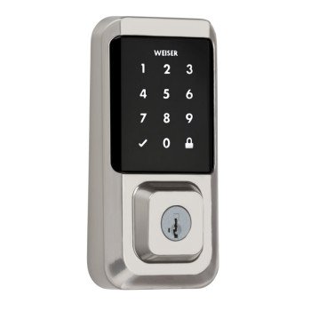 Weiser Halo Series 9GED25000-003 Electronic Deadbolt, Contemporary Design, Satin Nickel, Residential, 2 Grade