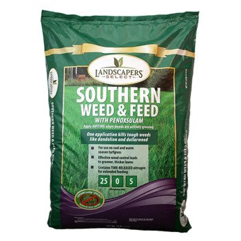 Landscapers Select 902731 Weed and Feed Fertilizer, 34 lb Bag, Granular, 25-0-5 N-P-K Ratio