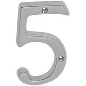 Schlage SC2-3056-619 House Number, Character: 5, 4 in H Character, Nickel Character, Solid Brass