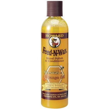 Howard Feed-N-Wax FW0008 Polish and Conditioner, 8 fl-oz, Orange/Yellow, Liquid, Orange