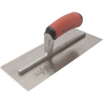 Marshalltown 780SD Trowel, 1/4 in W x 3/16 in D Notch, 11 in L, 4-1/2 in W, V Notch, Curved Handle