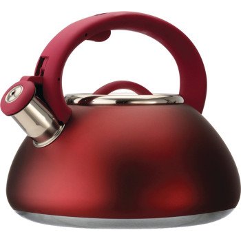 Primula Avalon Series PAVRE-6225 Whistling Tea Kettle, 2.5 qt Capacity, Stay-Cool Handle, Steel, Red