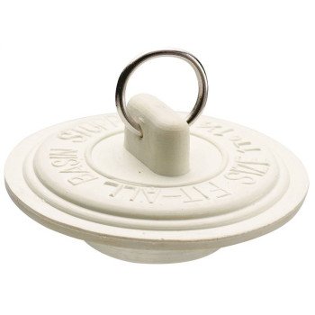 Plumb Pak PP820-2 Drain Stopper, Rubber, White, For: 1-1/2 in Sink