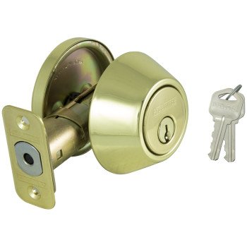 ProSource Signature Series D271-RU5V Deadbolt, 3 Grade, Polished Brass, 2-3/8, 2-3/4 in Backset, KW1 Keyway