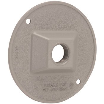 Hubbell 5193-0 Cluster Cover, 4-1/8 in Dia, 4-1/8 in W, Round, Metal, Gray, Powder-Coated