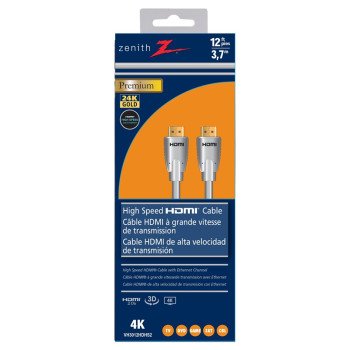 Zenith VH3012HDHS2 HDMI Cable with Ethernet, Black Sheath, 12 ft L