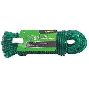 Baron 51503 Clothesline, #5, 50 ft L, Plastic/Vinyl, Green, 72 lb Working Load