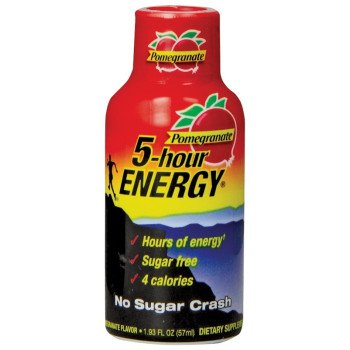 5-hour ENERGY 818125 Sugar-Free Energy Drink, Liquid, Pomegranate Flavor, 1.93 oz Bottle