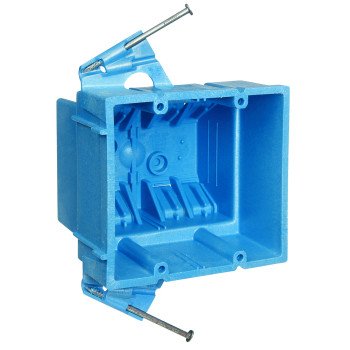 Carlon BH235A Outlet Box, 2 -Gang, PVC, Blue, Nail Mounting