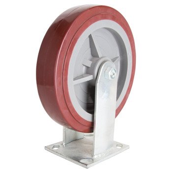 ProSource JC-P07 Rigid Caster, 8 in Dia Wheel, 2 in W Wheel, PU Wheel, Red, 750 lb, Steel Housing Material