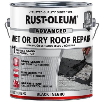 Rust-Oleum 347427 Wet Roof Repair, Black, Liquid, 0.9 gal