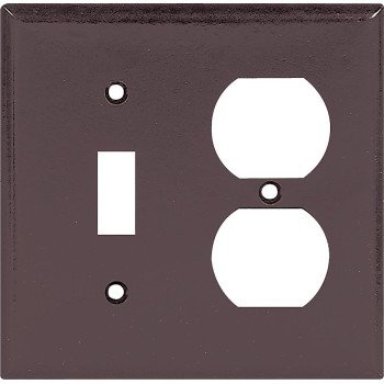 Eaton Wiring Devices 2138B-BOX Combination Wallplate, 4-1/2 in L, 4-9/16 in W, 2 -Gang, Thermoset, Brown