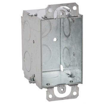 Raco 8500 Switch Box, 1-Gang, 8-Knockout, 1/2 in Knockout, Steel, Gray