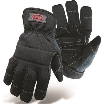 Boss 5207X Utility Gloves, XL, Wing Thumb, Fleece, Black