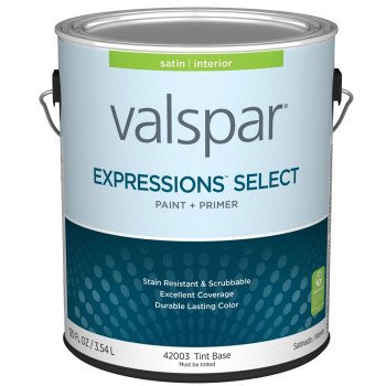 Valspar Expressions Select 4200 028.0042003.007 Latex Paint, Acrylic Base, Satin Sheen, Tint Base, 1 gal