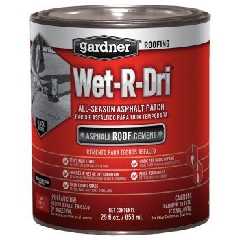 Gardner WET-R-DRI Series 0378-GA Roof Cement, 1 qt