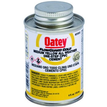 Oatey 31911 Solvent Cement, 8 oz Can, Liquid, Yellow