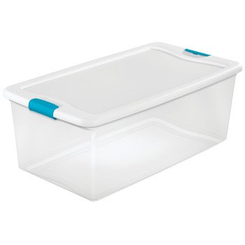 Sterilite 14998004 Latching Box, Plastic, Clear/White, 33-7/8 in L, 18-3/4 in W, 13 in H