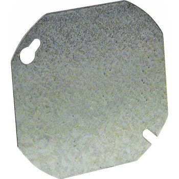 Raco 722 Box Cover, 4 in Dia, 0.063 in L, 4.063 in W, Octagonal, 1-Gang, Steel, Gray, Galvanized