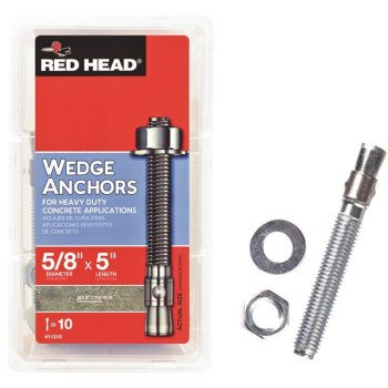 Red Head TruBolt 12310 Wedge Anchor, 5/8 in Dia, 5 in OAL