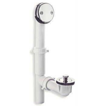 Danco 51933 Tub Drain Kit, Plastic, White, Chrome, For: Standard Size Tubs, 6 in W x 12 in H Dimensions