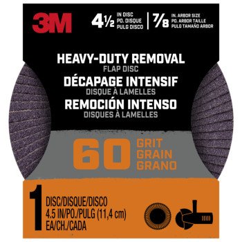 3M Hookit 27421-60 Flap Grinding Disc, 4-1/2 in Dia, 60 Grit, 8-Hole