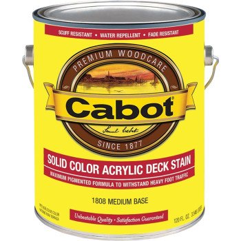 Cabot 140.0001808.007 Solid Stain, Low Luster, Medium Base, Liquid, 1 gal