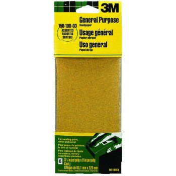 3M 9019 Sandpaper Sheet, 9 in L, 3.66 in W, Aluminum Oxide Abrasive, Paper Backing