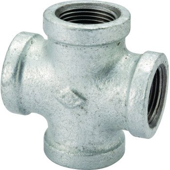 ProSource 0745 Pipe Cross, 1/2 in, Female, Malleable Iron, 40 Schedule, 300 psi Pressure