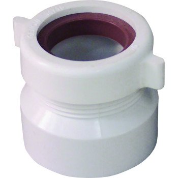 Canplas 192860A Trap Pipe Adapter, 1-1/2 x 1-1/4 in, 1-1/2 in, MNPT x Hub, PVC, White