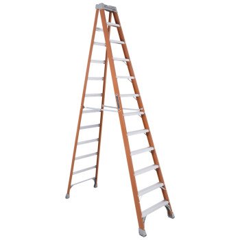 Louisville FS1512 Step Ladder, 12 ft H, Type IA Duty Rating, Fiberglass, 300 lb, 11-Step, 193 in Max Reach