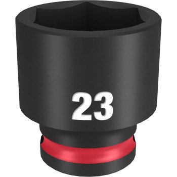 Milwaukee SHOCKWAVE Impact Duty Series 49-66-6146 Shallow Impact Socket, 23 mm Socket, 3/8 in Drive, Square Drive