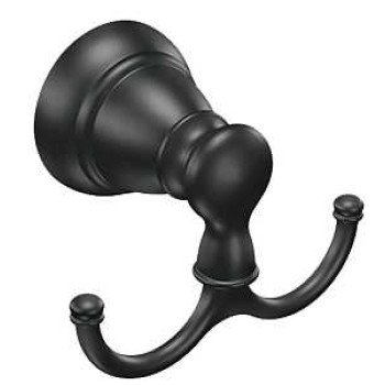 Moen Banbury Y2603BL Robe Hook, 2-Hook, Zinc, Matte, Wall Mounting