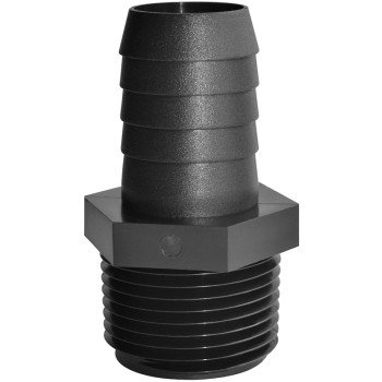 Green Leaf A114112P Straight Adapter, 1-1/4 x 1-1/2 in, MNPT x Hose Barb, Polypropylene