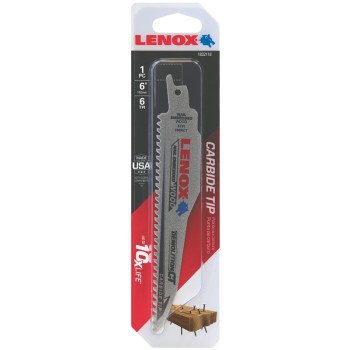 Lenox Demolition CT 1832118 Reciprocating Saw Blade, 1 in W, 6 in L, 6 TPI, Carbide Cutting Edge